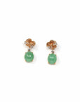 Baikalla Jewelry Gold Jade Earrings 18K Rose Gold "Apricot Blossom" Green Jadeite Jade Dangle Stud Earrings