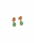 Baikalla Jewelry Gold Jade Earrings Copy of 18K Rose Gold "Apricot Blossom" Green Jadeite Jade Dangle Stud Earrings