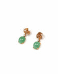 Baikalla Jewelry Gold Jade Earrings Copy of 18K Rose Gold "Apricot Blossom" Green Jadeite Jade Dangle Stud Earrings