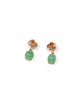 Baikalla Jewelry Gold Jade Earrings Copy of 18K Rose Gold "Apricot Blossom" Green Jadeite Jade Dangle Stud Earrings