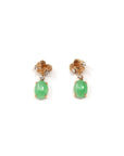 Baikalla Jewelry Gold Jade Earrings Copy of Copy of 18K Rose Gold "Apricot Blossom" Green Jadeite Jade Dangle Stud Earrings