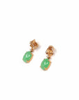 Baikalla Jewelry Gold Jade Earrings Copy of Copy of 18K Rose Gold "Apricot Blossom" Green Jadeite Jade Dangle Stud Earrings