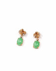 Baikalla Jewelry Gold Jade Earrings Copy of Copy of 18K Rose Gold "Apricot Blossom" Green Jadeite Jade Dangle Stud Earrings