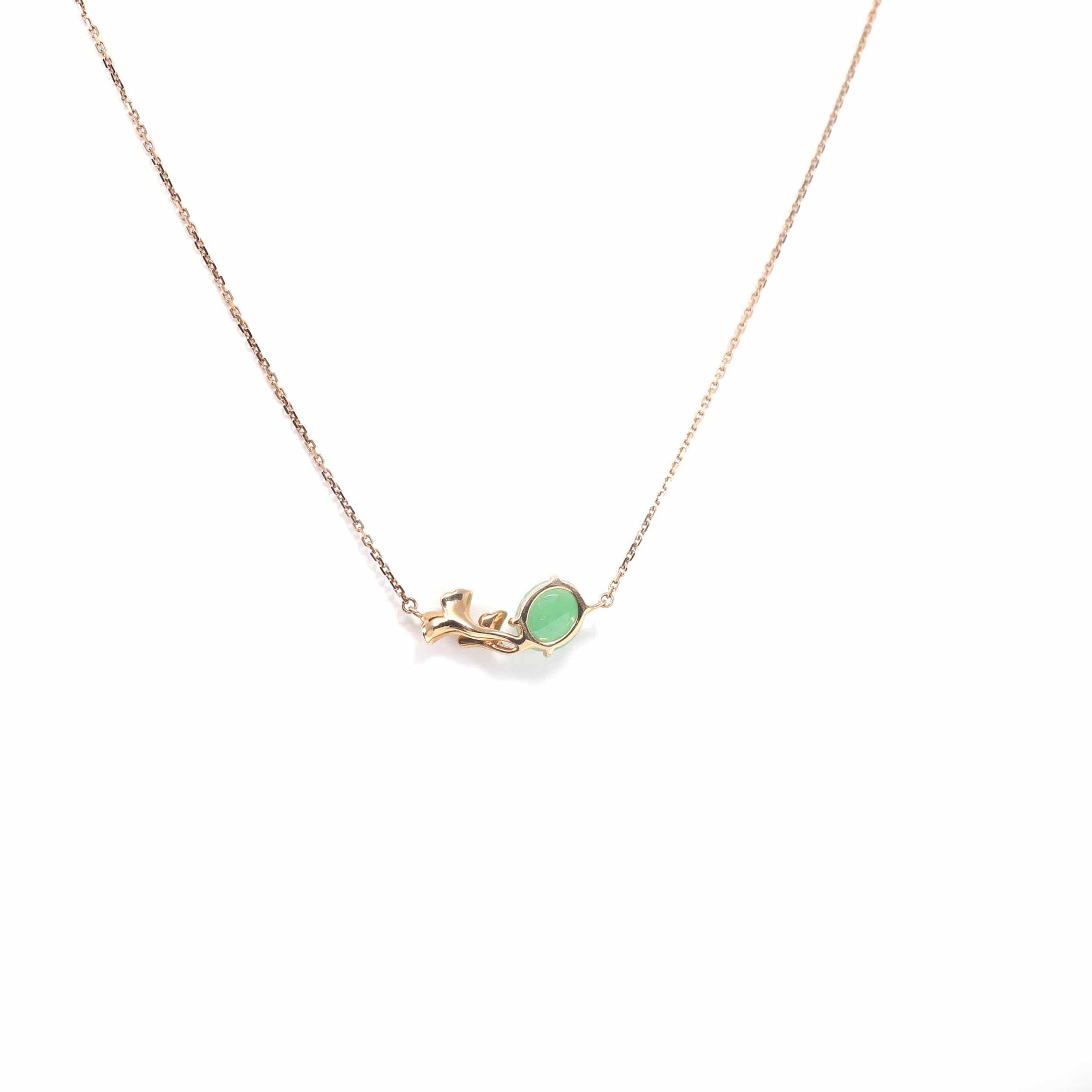 Baikalla Jewelry Gold Jadeite Necklace Copy of Copy of Copy of 18k Rose Gold Jadeite Jade Diamond Pendant Necklace Ginkgo Leaf