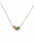 Baikalla Jewelry Gold Jadeite Necklace Copy of Copy of Copy of Copy of Copy of Copy of Copy of 18k Rose Gold Jadeite Jade Diamond Pendant Necklace Ginkgo Leaf