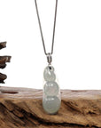 Baikalla Jewelry Jade Guanyin Pendant Necklace Copy of Genuine Ice Jadeite Jade Fu Dou Necklace With White Gold VSI Diamond Bail