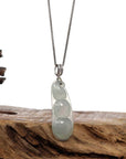 Baikalla Jewelry Jade Guanyin Pendant Necklace Copy of Genuine Ice Jadeite Jade Fu Dou Necklace With White Gold VSI Diamond Bail