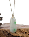 Baikalla Jewelry Jade Pendant Copy of Natural Jadeite "Longevity Peach" ShouTao Necklace With 14k Yellow Gold Diamond Bail