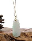 Baikalla Jewelry Jade Pendant Copy of Natural Jadeite "Longevity Peach" ShouTao Necklace With 14k Yellow Gold Diamond Bail