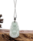 Baikalla Jewelry Jade Buddha Pendant Copy of Baikalla™ "Standing Buddha" Genuine Green Jadeite Buddha Pendant Necklace With Silver  Bail