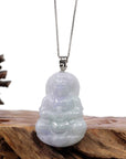 Baikalla Jewelry Jade Guanyin Pendant Necklace Copy of "Goddess of Compassion" Sterling Silver Genuine Burmese Jadeite Jade Guanyin Necklace With Good Luck Design