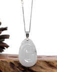 Baikalla Jewelry Jade Guanyin Pendant Necklace Copy of Genuine Lavender Jadeite Jade Ru Yi Pendant Necklace With Sterling Silver Bail