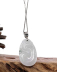 Baikalla Jewelry Jade Guanyin Pendant Necklace Copy of Genuine Lavender Jadeite Jade Ru Yi Pendant Necklace With Sterling Silver Bail