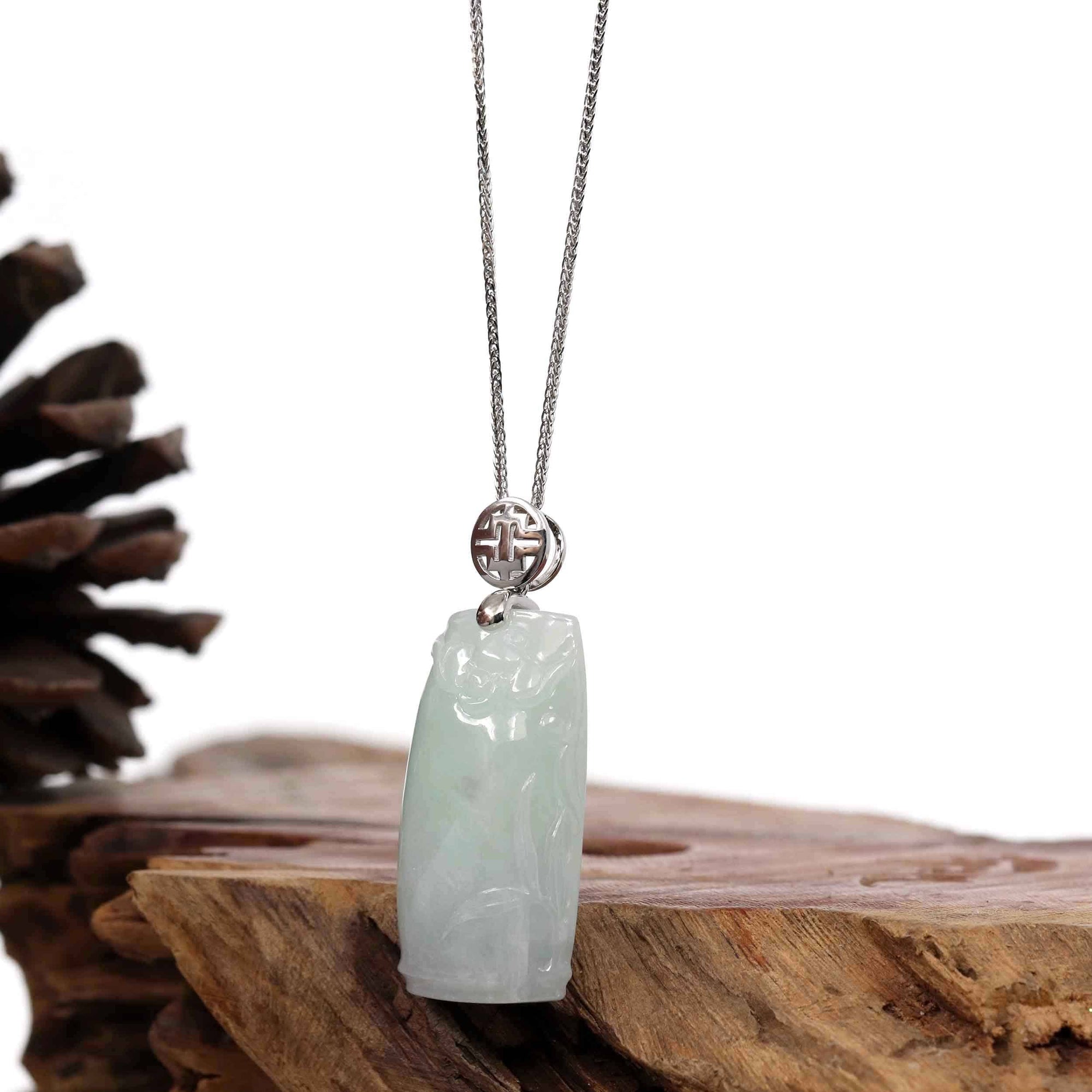 Baikalla Jewelry Jade Pendant Necklace Copy of Genuine Burmese Ice Blue-green Jadeite Jade Bamboo Pendant Necklace