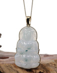 Baikalla Jewelry Jade Guanyin Pendant Necklace Copy of Baikalla 14k "Goddess of Compassion" Genuine Burmese Jadeite Jade Guanyin Necklace With Good Luck Design