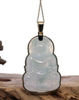 Baikalla Jewelry Jade Guanyin Pendant Necklace Copy of Baikalla 14k "Goddess of Compassion" Genuine Burmese Jadeite Jade Guanyin Necklace With Good Luck Design