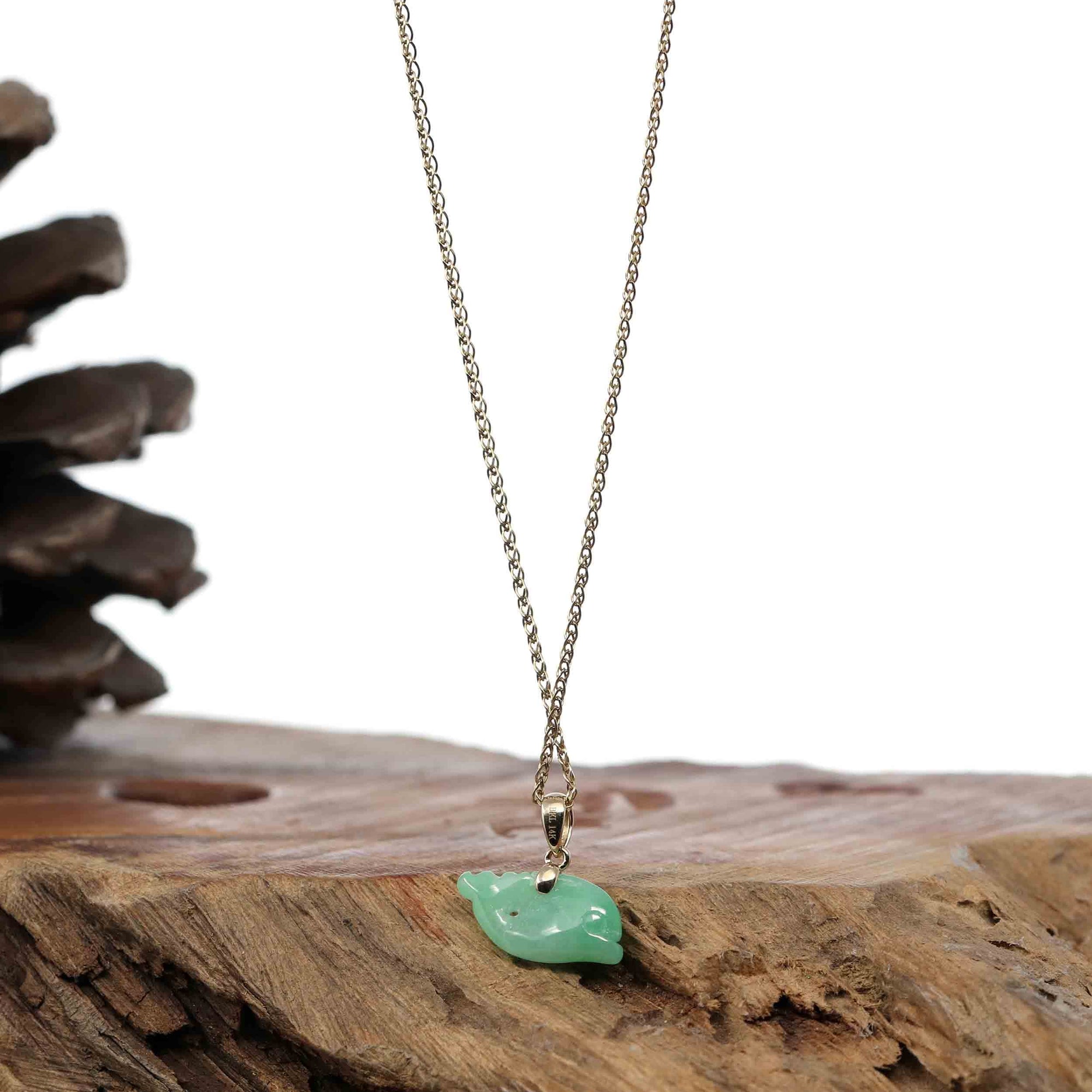 Baikalla Jewelry Jade Pendant Necklace Baikalla " Dolphin " Carving Pendant Necklace Natural Ice Green Jadeite Jade