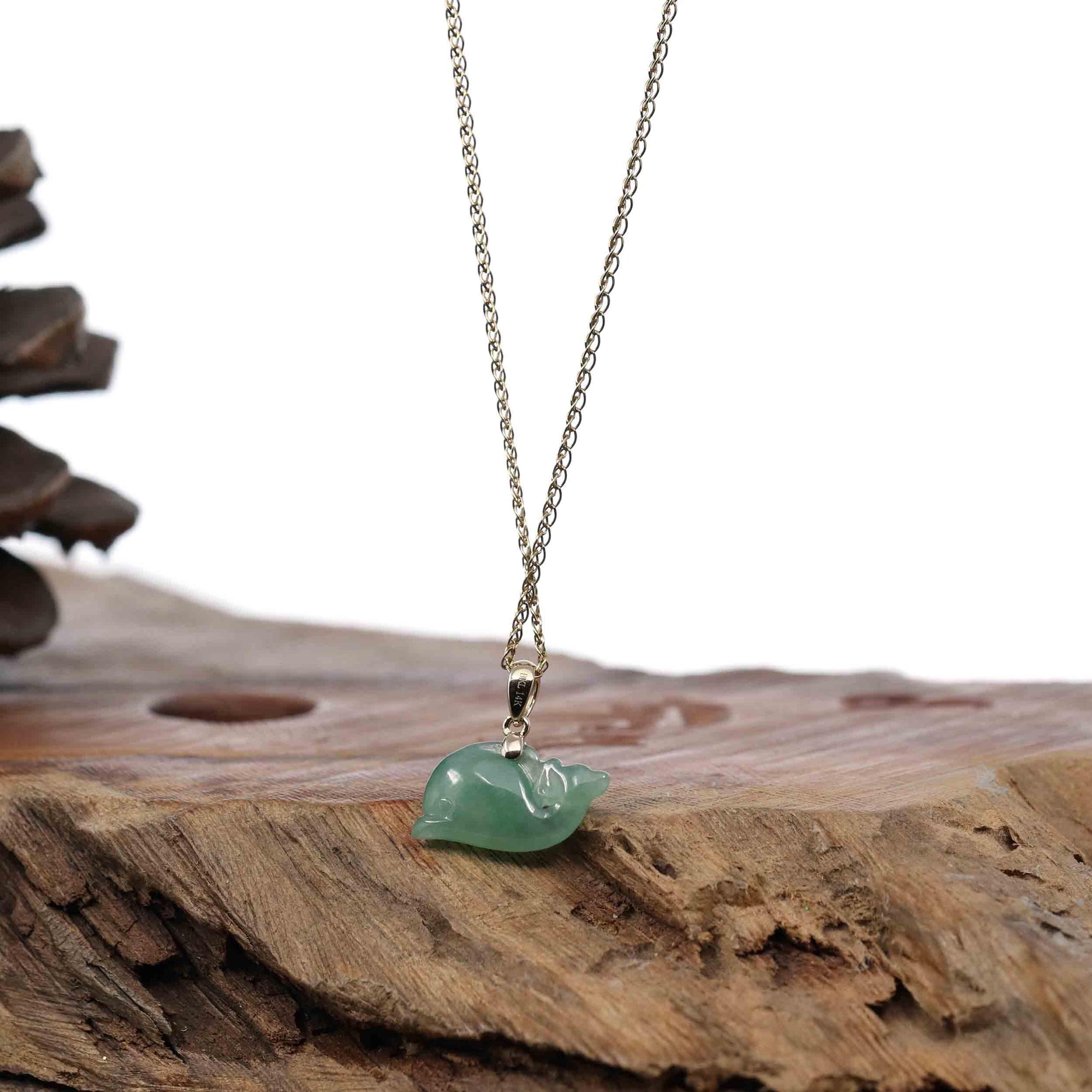 Baikalla Jewelry Jade Pendant Necklace Copy of Copy of Copy of Baikalla &quot; Dolphin &quot; Carving Pendant Necklace Natural Ice Green Jadeite Jade