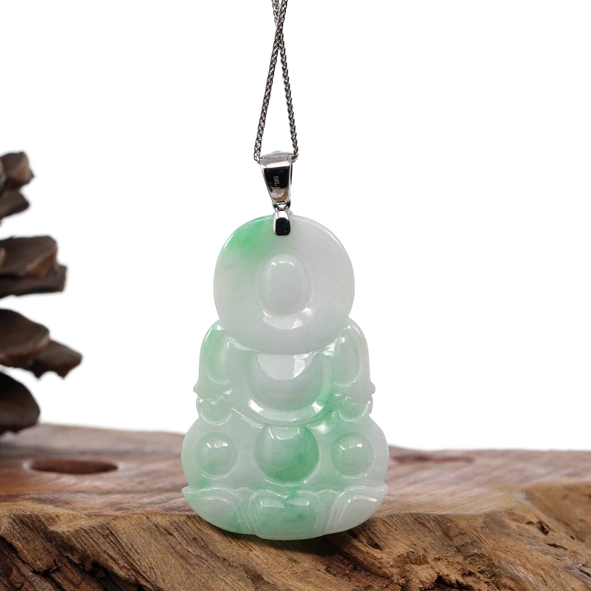 Baikalla Jewelry Jade Guanyin Pendant Necklace Pendant Only Copy of Baikalla 14k "Goddess of Compassion" Genuine Burmese Jadeite Jade Guanyin Necklace