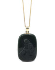 Baikalla Jewelry Gold Jade Pendant Copy of Baikalla™ 14K Yellow Gold Genuine Nephrite Black Jade Jesus Pendant Necklace