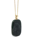 Baikalla Jewelry Gold Jade Pendant Copy of Baikalla™ 14K Yellow Gold Genuine Nephrite Black Jade Jesus Pendant Necklace