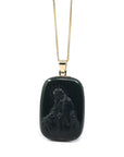 Baikalla Jewelry Gold Jade Pendant Copy of Baikalla™ 14K Yellow Gold Genuine Nephrite Black Jade Jesus Pendant Necklace