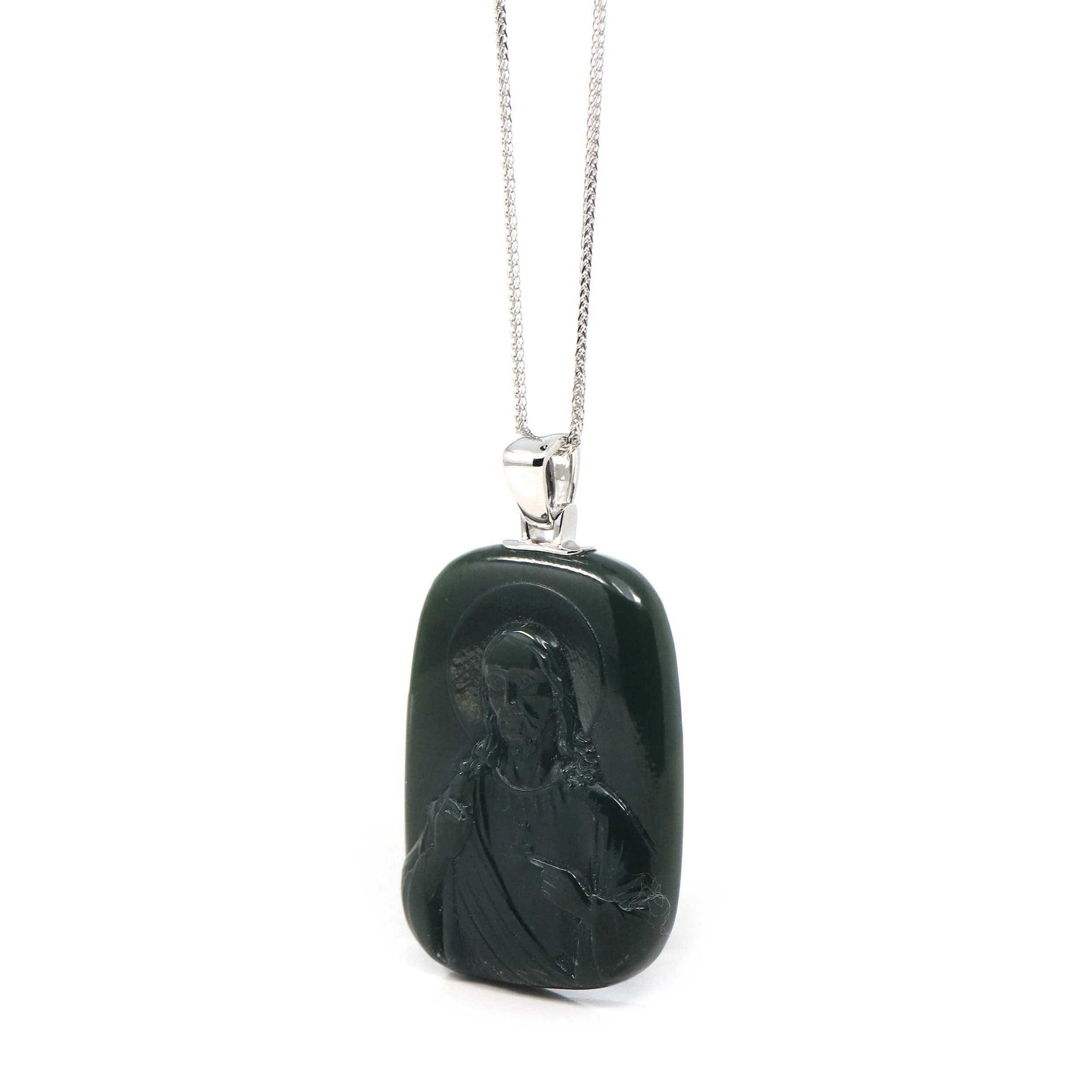 Baikalla Jewelry Gold Jade Pendant Copy of Baikalla™ 14K Yellow Gold Genuine Nephrite Black Jade &quot; Da Hei Tian &quot; Pendant Necklace