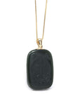 Baikalla Jewelry Gold Jade Pendant Baikalla™ 14K Yellow Gold Genuine Nephrite Black Jade Jesus Pendant Necklace