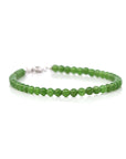 Baikalla Jewelry jade beads bracelet 6.5 inches Genuine High Green Jade Round Beads Bracelet Bangle with 18k White Gold Jump Ring( 4 mm )