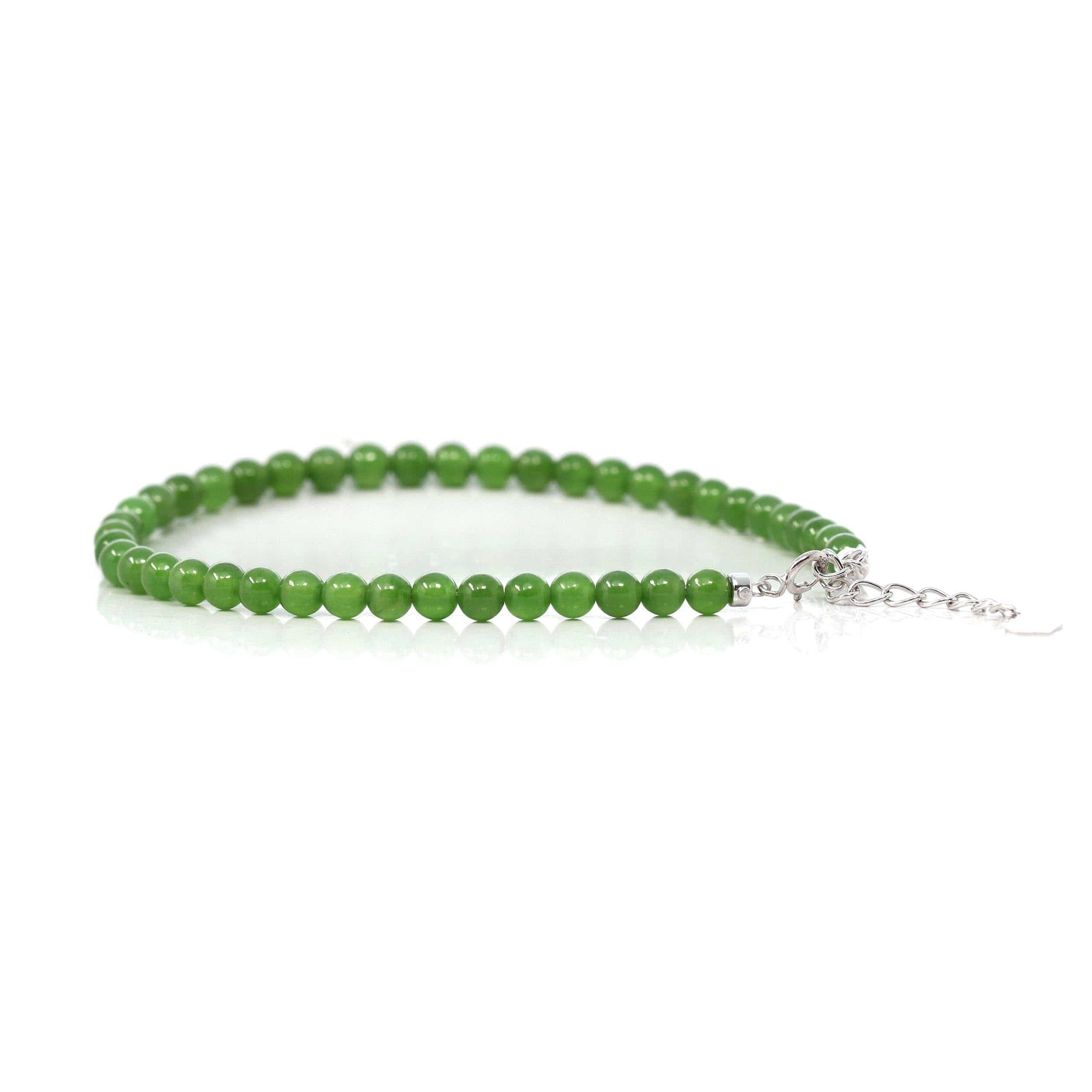 Baikalla Jewelry jade beads bracelet Copy of Copy of 24K Pure Yellow Gold Money Bead With Genuine Green Jade Round Beads Bracelet Bangle ( 8 mm )