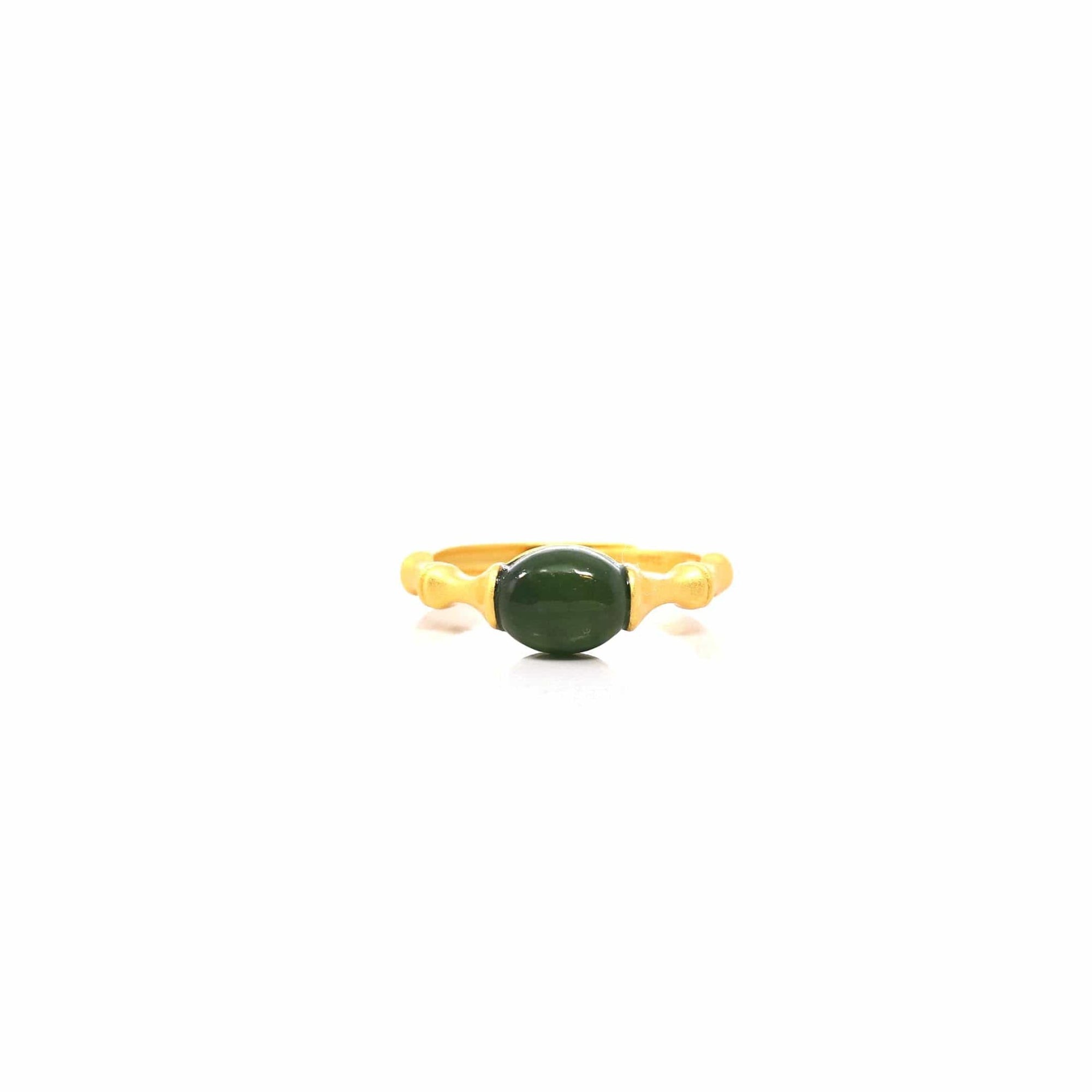 Baikalla Jewelry Jade Ring Copy of Baikalla™ &quot;Classic Oval&quot; Sterling Silver Real Green Nephrite Jade Bamboo Ring For Her