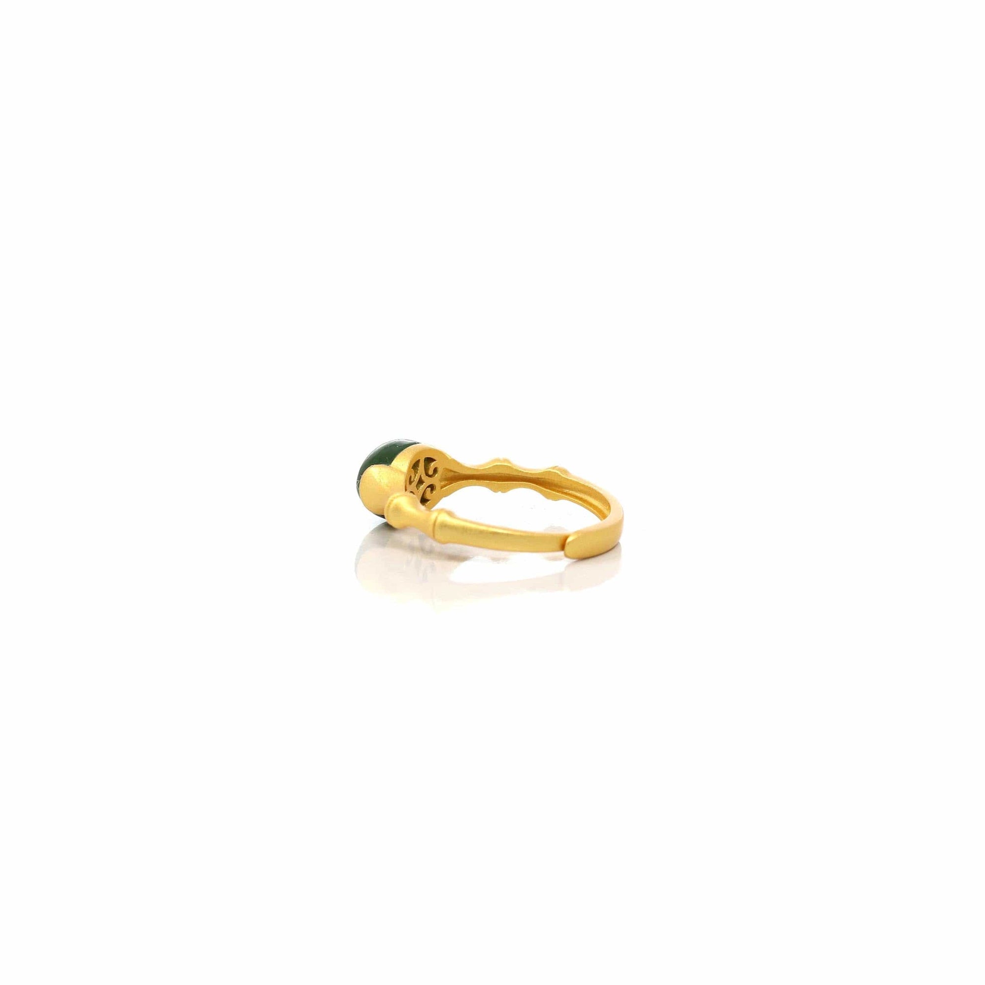 Baikalla Jewelry Jade Ring Copy of Baikalla™ &quot;Classic Oval&quot; Sterling Silver Real Green Nephrite Jade Bamboo Ring For Her