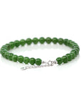 Baikalla Jewelry jade beads bracelet 6.5 inches Baikalla Genuine Fine Green Nephrite Jade Round Beads Bracelet With 18K White Gold Jump Ring ( 6mm )