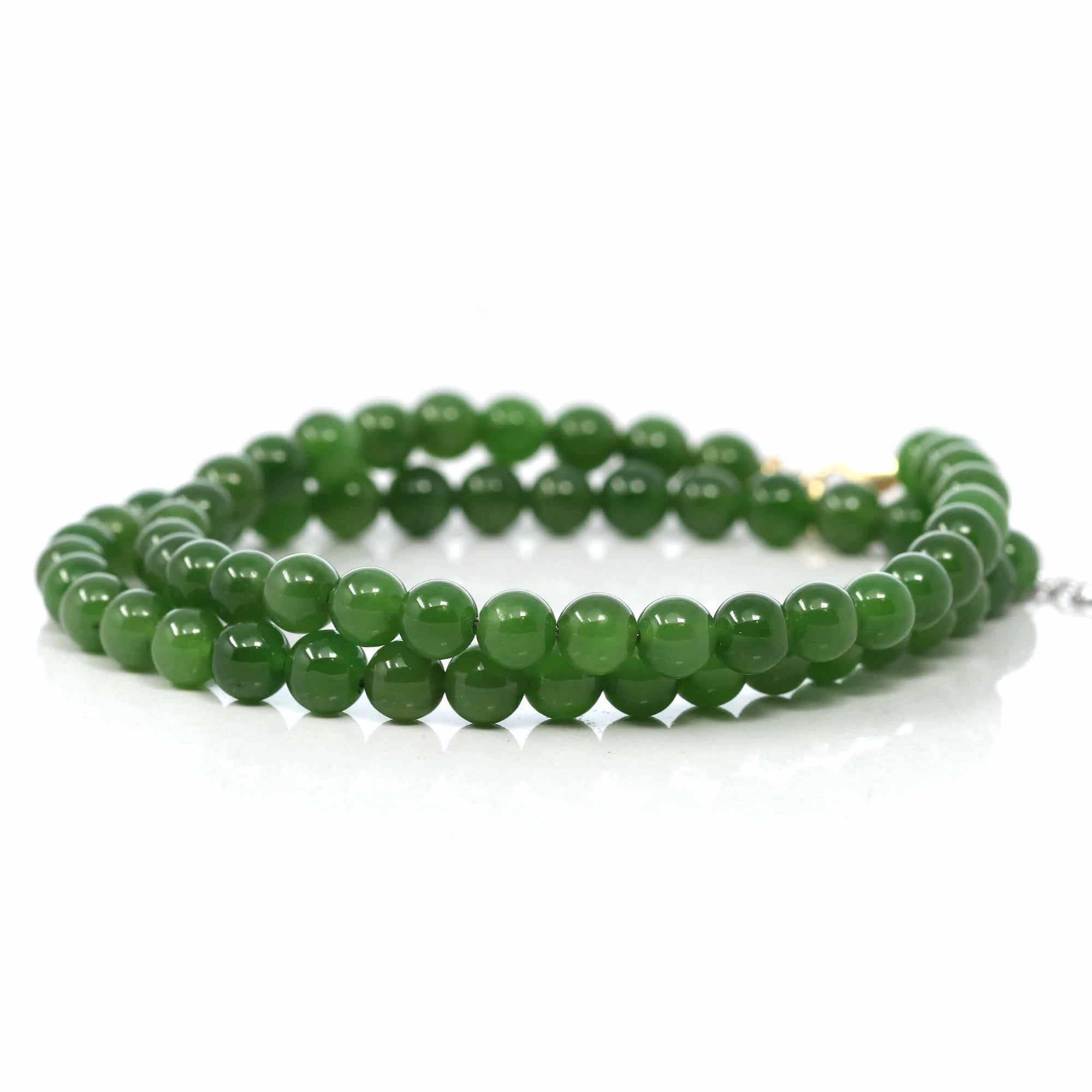 Baikalla Jewelry jade beads bracelet Copy of 24K Pure Yellow Gold Money Bead With Genuine Green Jade Round Beads Bracelet Bangle ( 8 mm )