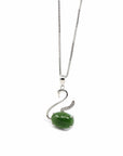 Baikalla Jewelry Jade Pendant Copy of Baikalla™ "Love Swan" Genuine Nephrite Green Jade Swan Pendant Necklace with Tourmaline & CZ