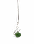 Baikalla Jewelry Jade Pendant Copy of Baikalla™ "Love Swan" Genuine Nephrite Green Jade Swan Pendant Necklace with Tourmaline & CZ