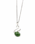 Baikalla Jewelry Jade Pendant Copy of Baikalla™ "Love Swan" Genuine Nephrite Green Jade Swan Pendant Necklace with Tourmaline & CZ