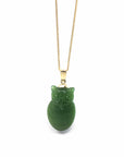 Baikalla Jewelry God Jadeite Jade Necklace Pendant Only Copy of Baikalla Genuine Green Nephrite Jade Lucky Owl Pendant Necklace With 14k Yellow Gold Bail