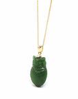 Baikalla Jewelry God Jadeite Jade Necklace Pendant Only Copy of Baikalla Genuine Green Nephrite Jade Lucky Owl Pendant Necklace With 14k Yellow Gold Bail