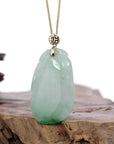 Baikalla Jewelry Jade Pendant Copy of Natural Ice Jadeite Jade Shou Tao ( Longevity Peach ) Necklace With 14k Yellow Gold Bail