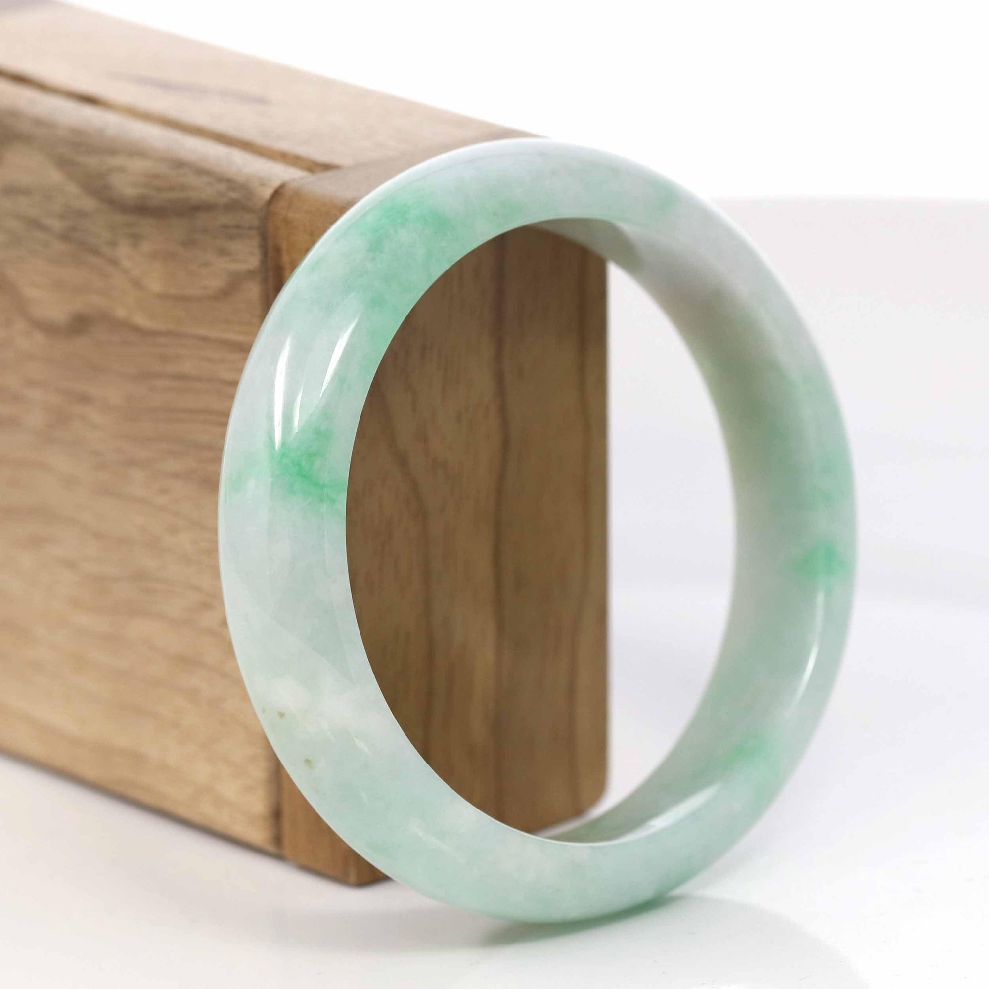 Baikalla Jewelry Jadeite Jade Bangle Bracelet Copy of High-quality Lavender-Green Natural Burmese Jadeite Jade Bangle ( 57.85 mm )#405