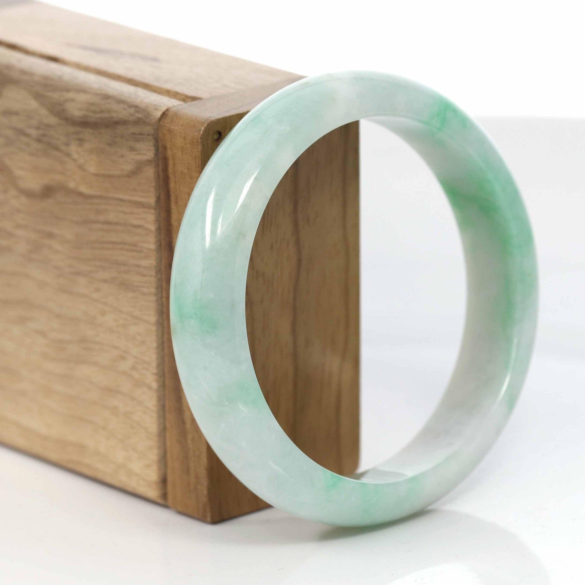 Baikalla Jewelry Jadeite Jade Bangle Bracelet Copy of High-quality Lavender-Green Natural Burmese Jadeite Jade Bangle ( 57.85 mm )#405