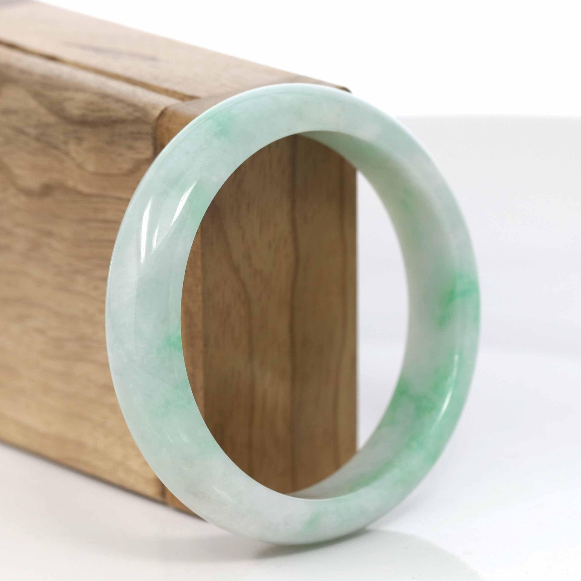 Baikalla Jewelry Jadeite Jade Bangle Bracelet Copy of High-quality Lavender-Green Natural Burmese Jadeite Jade Bangle ( 57.85 mm )#405