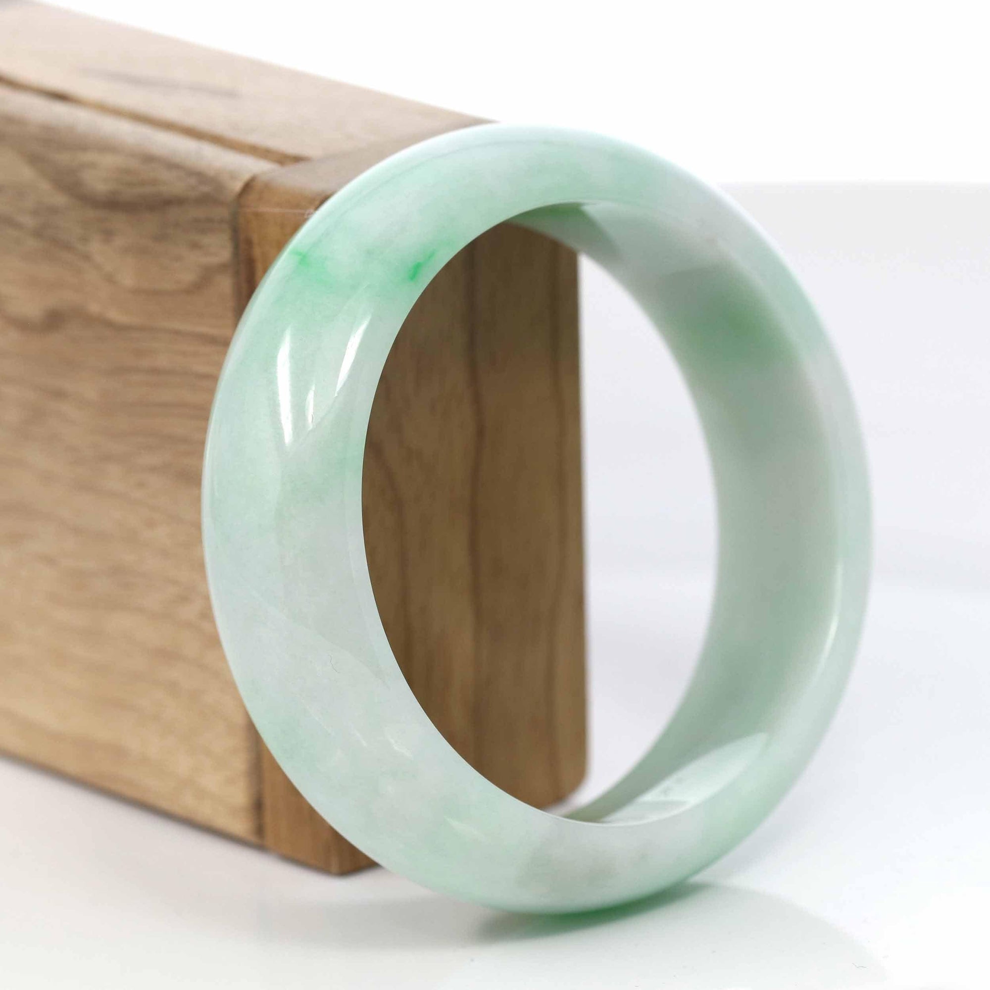 Baikalla Jewelry Jadeite Jade Bangle Bracelet Copy of Baikalla Classic Green Natural Jadeite Jade Wider Bangle Bracelet (57.8 mm) 