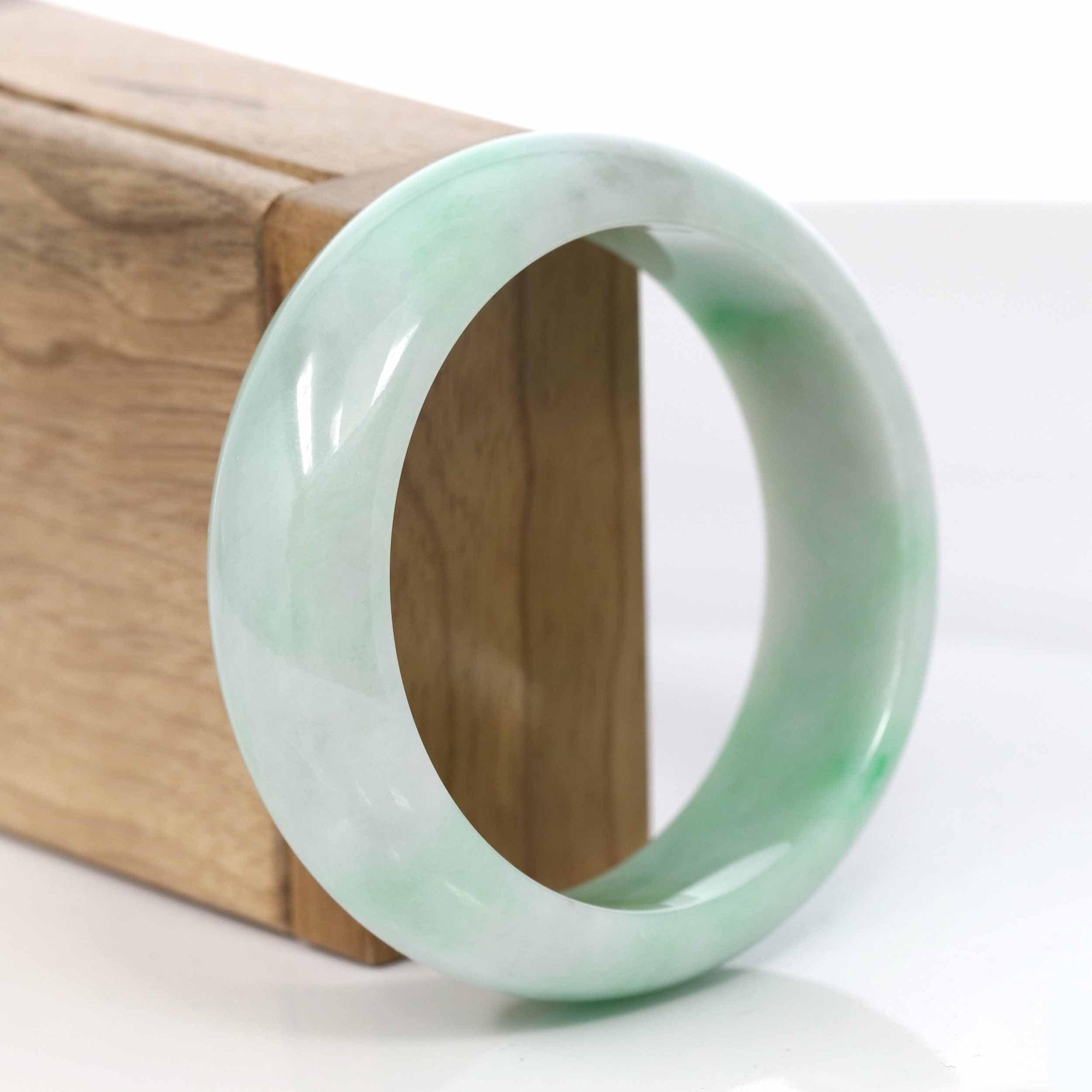 Baikalla Jewelry Jadeite Jade Bangle Bracelet Copy of Baikalla Classic Green Natural Jadeite Jade Wider Bangle Bracelet (57.8 mm) #995