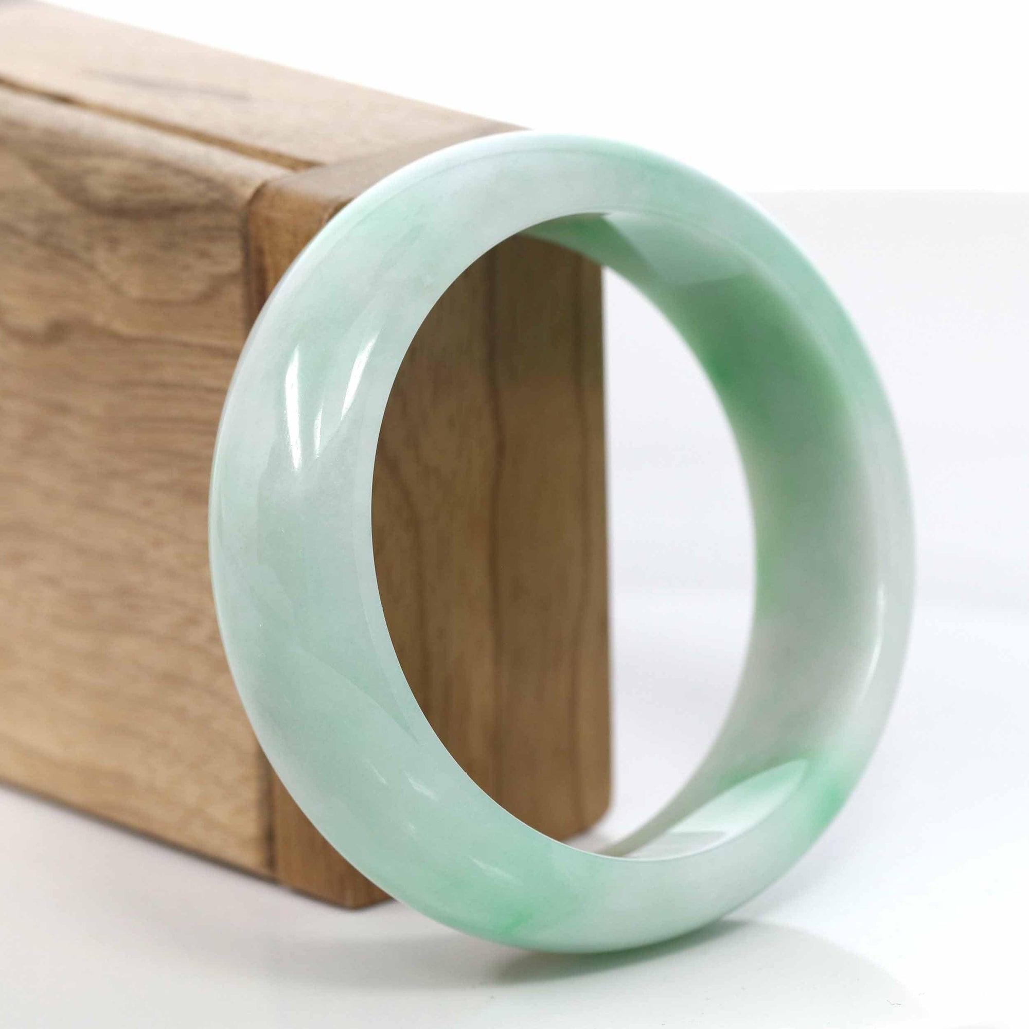 Baikalla Jewelry Jadeite Jade Bangle Bracelet Copy of Baikalla Classic Green Natural Jadeite Jade Wider Bangle Bracelet (57.8 mm) 