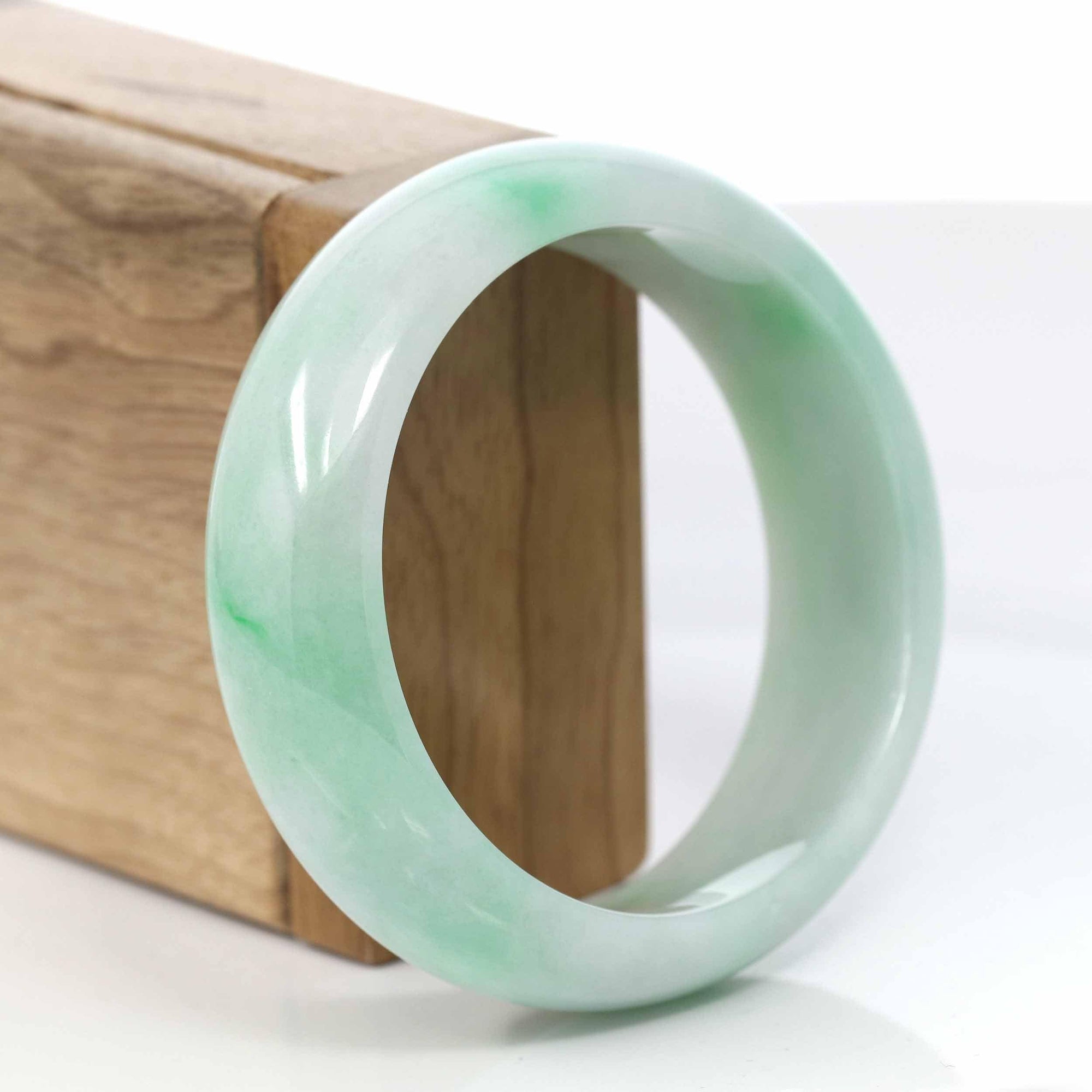 Baikalla Jewelry Jadeite Jade Bangle Bracelet Copy of Baikalla Classic Green Natural Jadeite Jade Wider Bangle Bracelet (57.8 mm) 