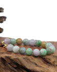 Baikalla Jewelry jade beads bracelet High Multiple Colors Jadeite Jade Beads Bracelet With 18K Yellow Gold Clasp ( 9.5 mm )