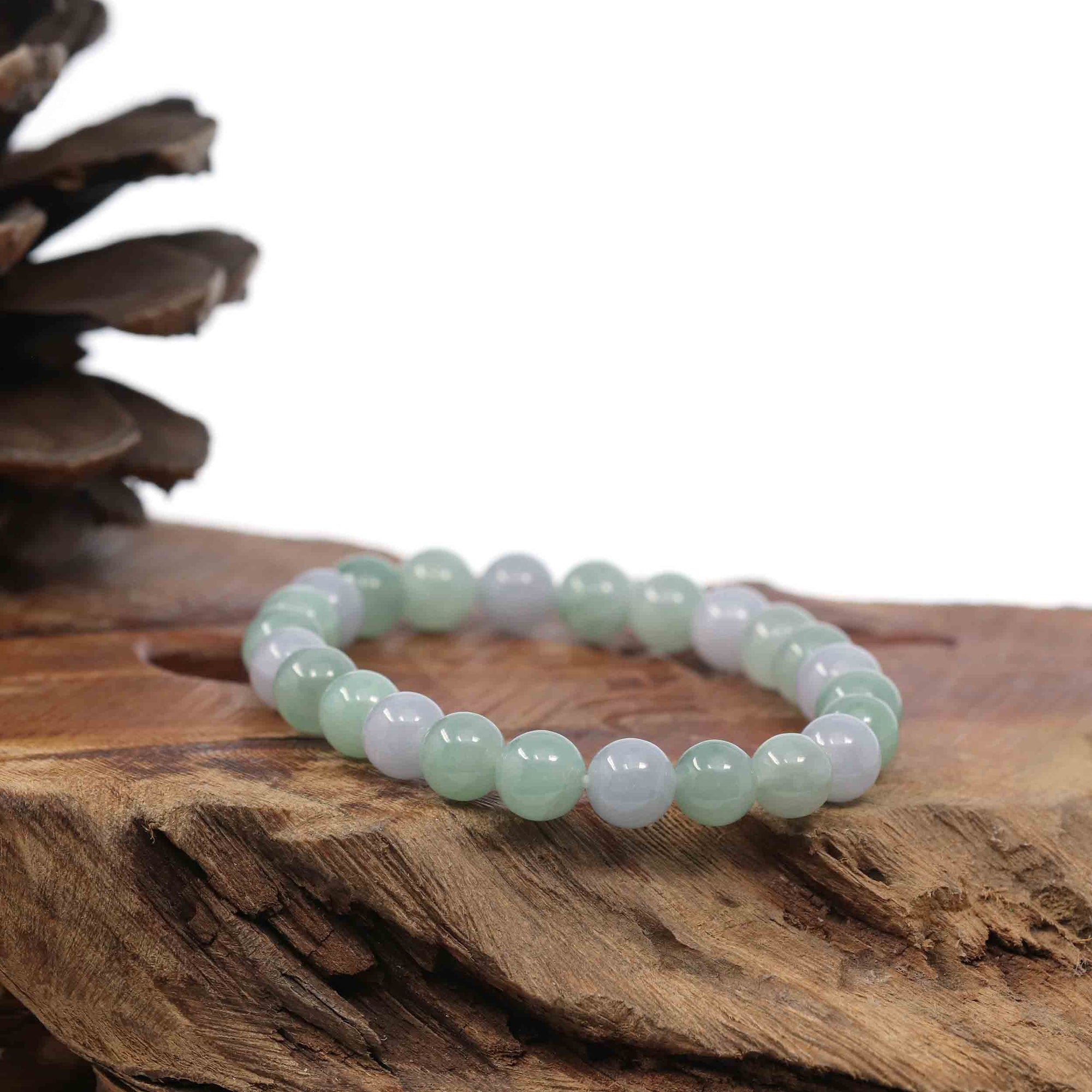 Baikalla Jewelry jade beads bracelet Natural Jadeite Jade Round Green Beads Bracelet ( 7.5 mm )