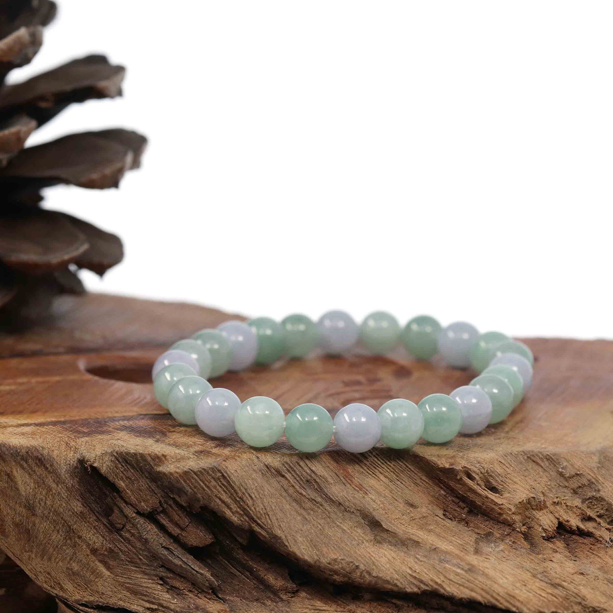 Baikalla Jewelry jade beads bracelet Natural Jadeite Jade Round Green Beads Bracelet ( 7.5 mm )